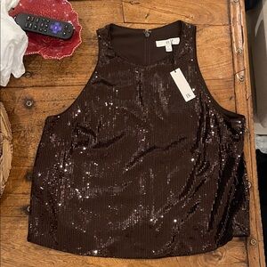 Banana Republic Dark Brown Sequin Tank